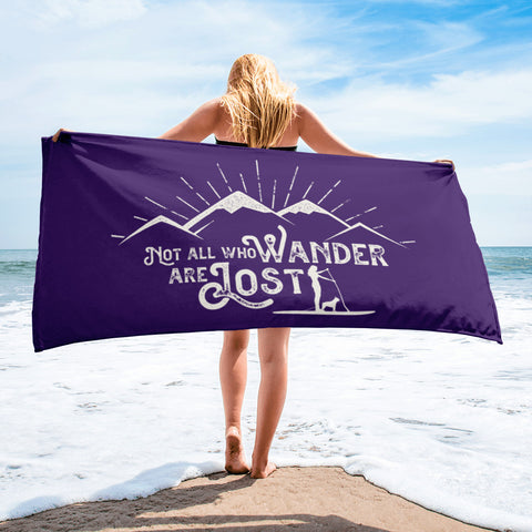 Not All Who Wander are Lost - SUP Girl & her Dog Travel Towel - 30" x 60"