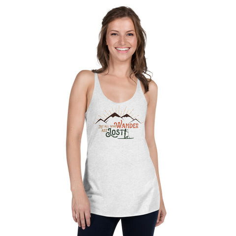 Not All Who Wander are Lost - SUP Girl & her Dog - Women's Racerback Tank